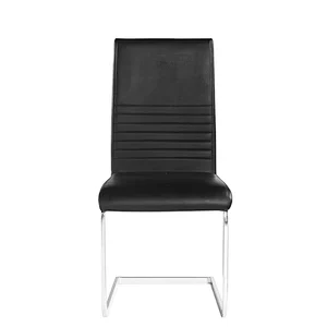 Modern chrome metal frame armless upholstered office dining outdoor metal chair