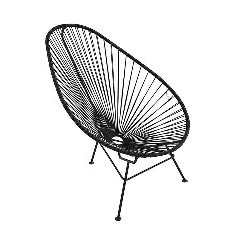 Comfortable outdoor restaurant black metal frame wire chair