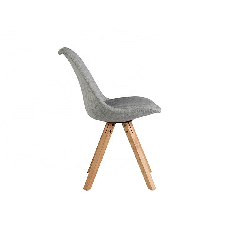 Modern style durable fabric Solid wood leg tulip plastic dining chair