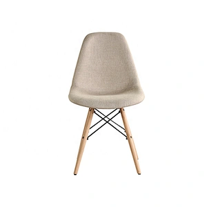 Comfortable wooden leg dining fabric high back chair