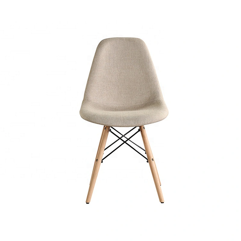 Comfortable wooden leg dining fabric high back chair