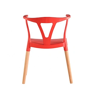 Dining room furniture modern red seat wood plastic chair