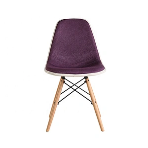 Kitchen room wooden legs upholstered fabric dining chair velvet