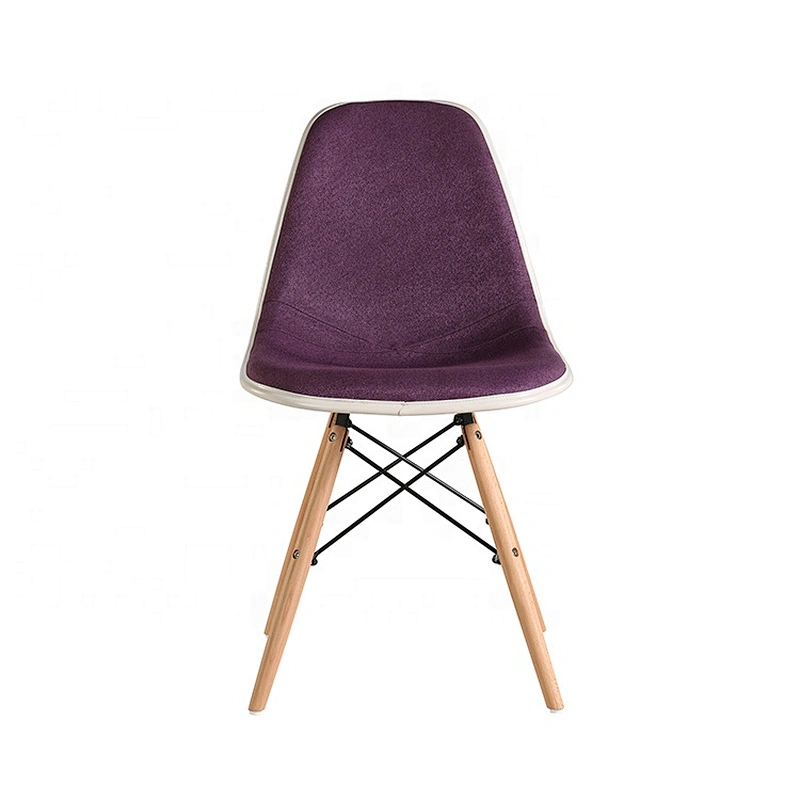 Kitchen room wooden legs upholstered fabric dining chair velvet
