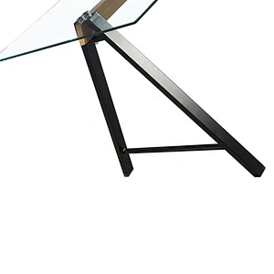 8mm iron leg powder coated modern tempered glass dining table set