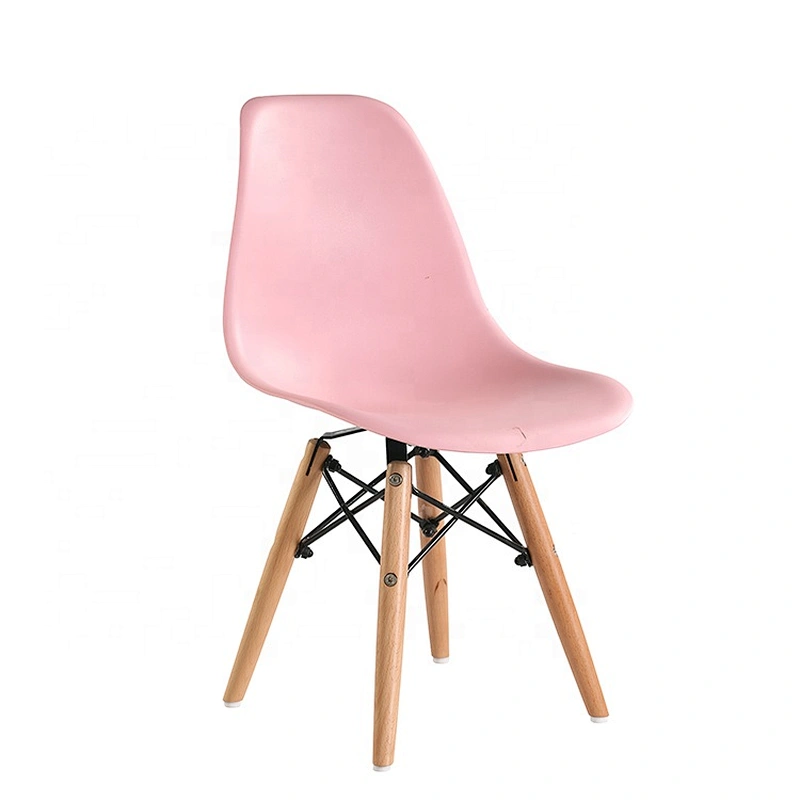 Modern Simple Armless Wood Legs Dining PP seat Plastic Chair