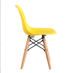 Modern Simple Armless Wood Legs Dining PP seat Plastic Chair