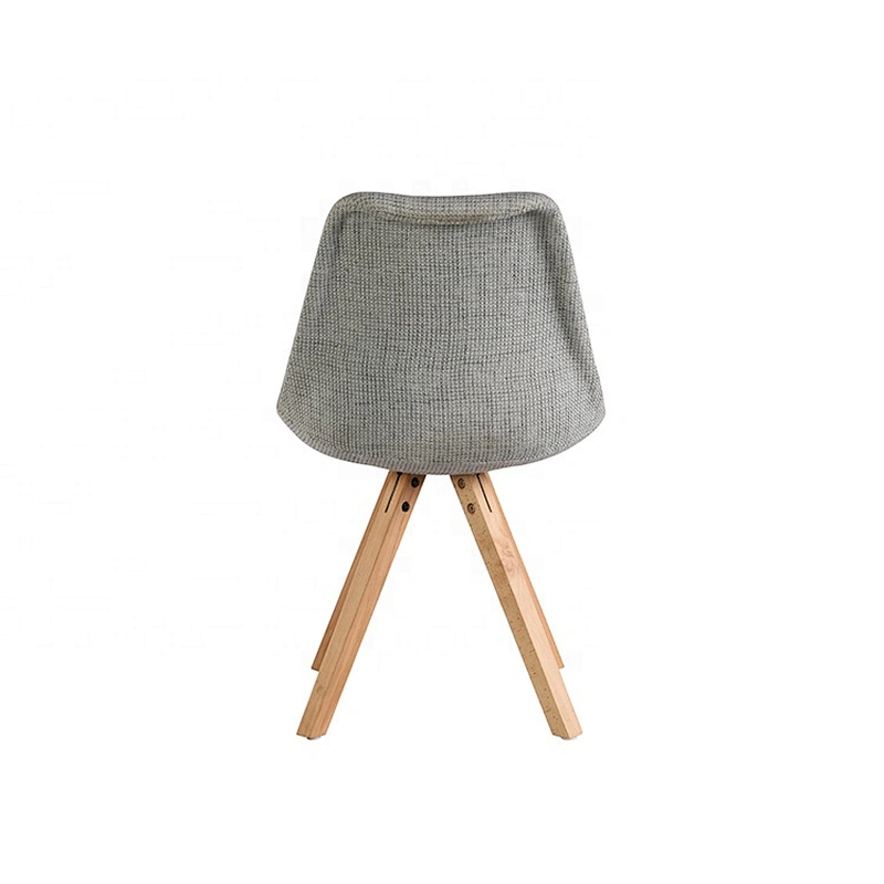Modern style durable fabric Solid wood leg tulip plastic dining chair