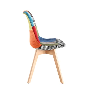 Modern Plastic Fabric dining chair with Wood legs for dining room
