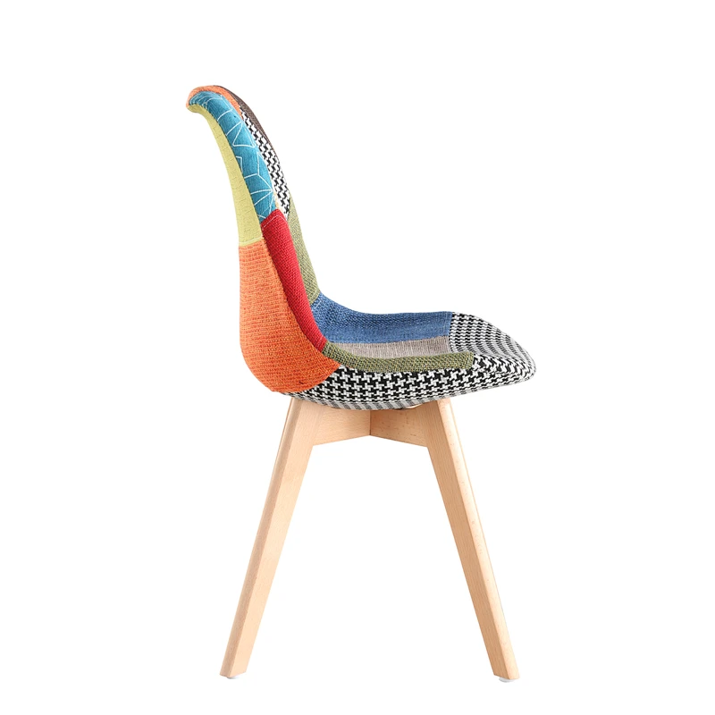Modern Plastic Fabric dining chair with Wood legs for dining room