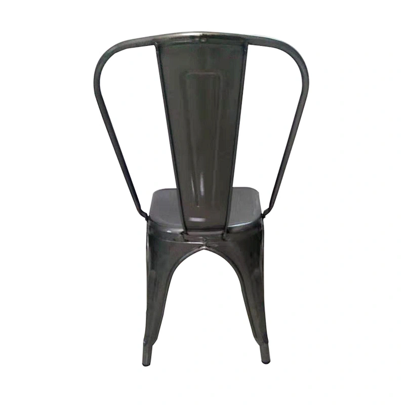 High back gun metal color bar vintage industrial metal chair