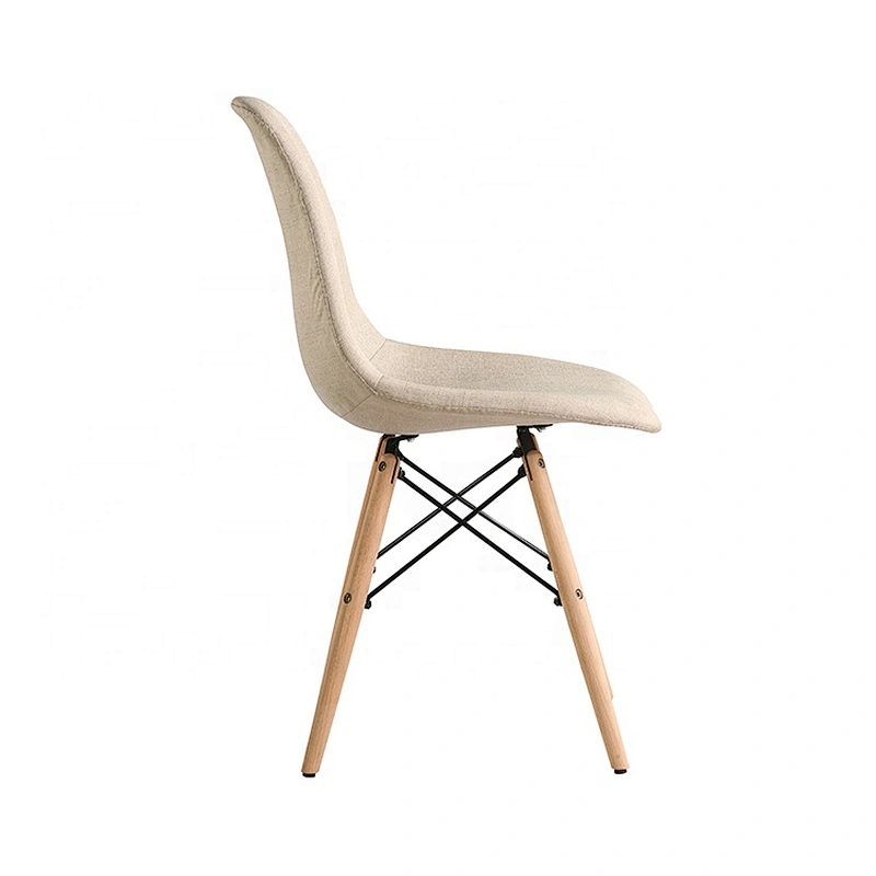 Comfortable wooden leg dining fabric high back chair