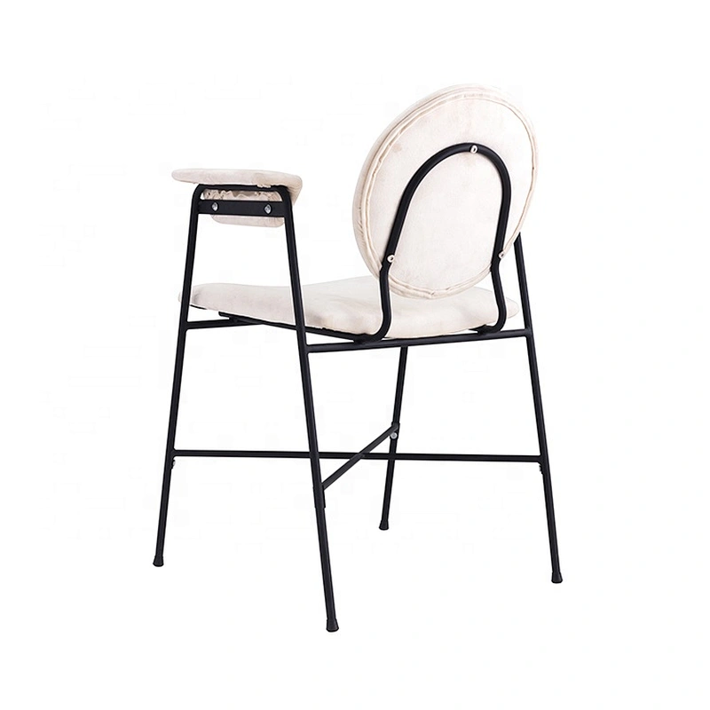 Restaurant furniture metal powder coated legs modern arm dining chair