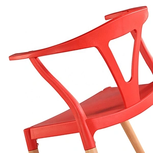 Dining room furniture modern red seat wood plastic chair