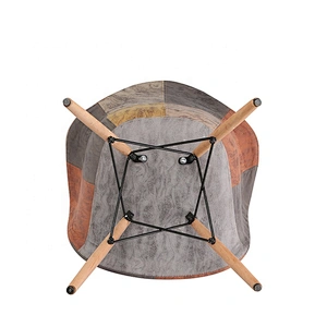 Luxury modern wooden base legs dinning chair fabric