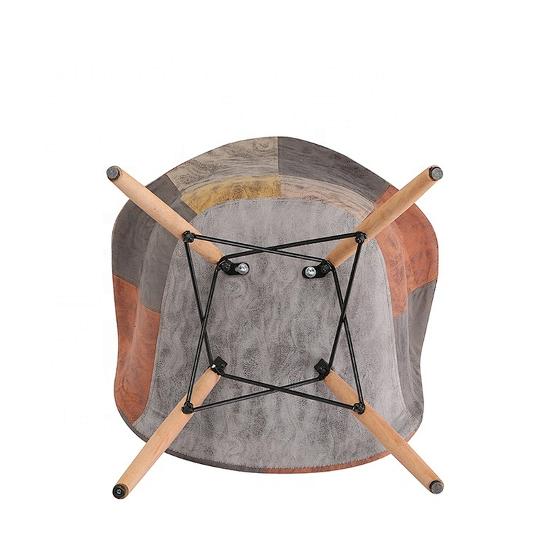 Luxury modern wooden base legs dinning chair fabric