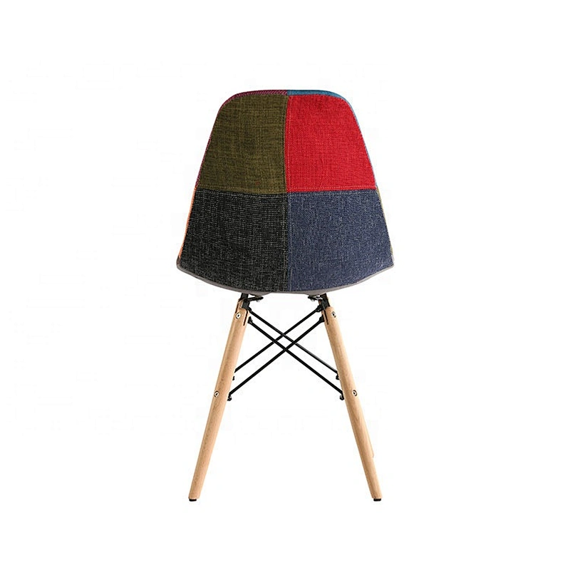 Modern solid wood legs patchwork fabric dinning chair