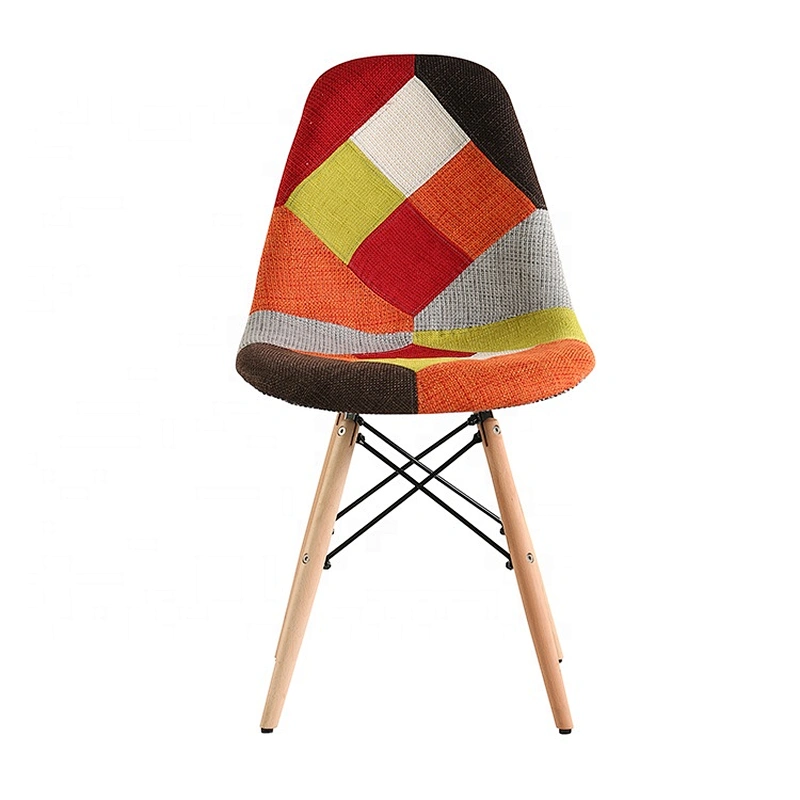 Luxury modern dining wooden legs furniture patchwork chair