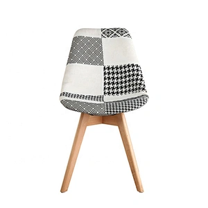 Simple beech wood legs fabric patchwork lounge chair