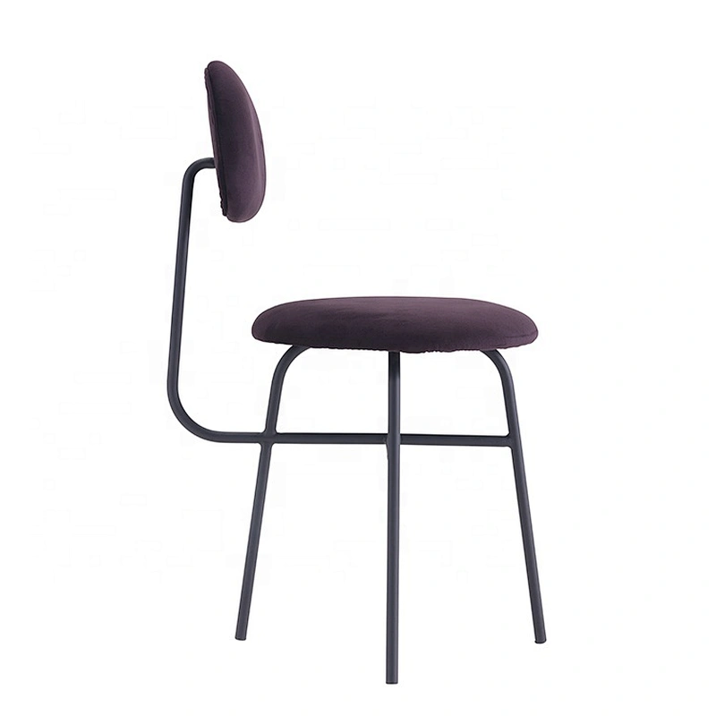 Modern simple upholstery fabric seat metal leg dine chair