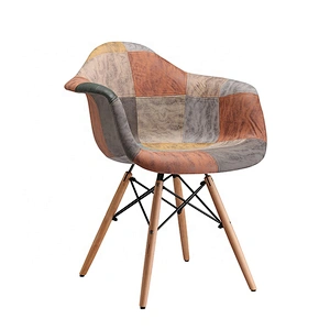 Luxury modern wooden base legs dinning chair fabric