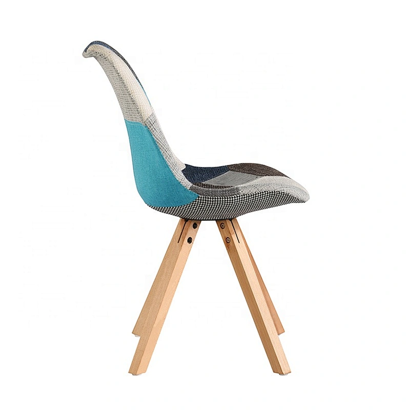 Modern leisure dining furniture chair fabric wooden legs