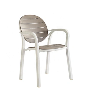 Round shape back dining stackable outdoor plastic arm chair