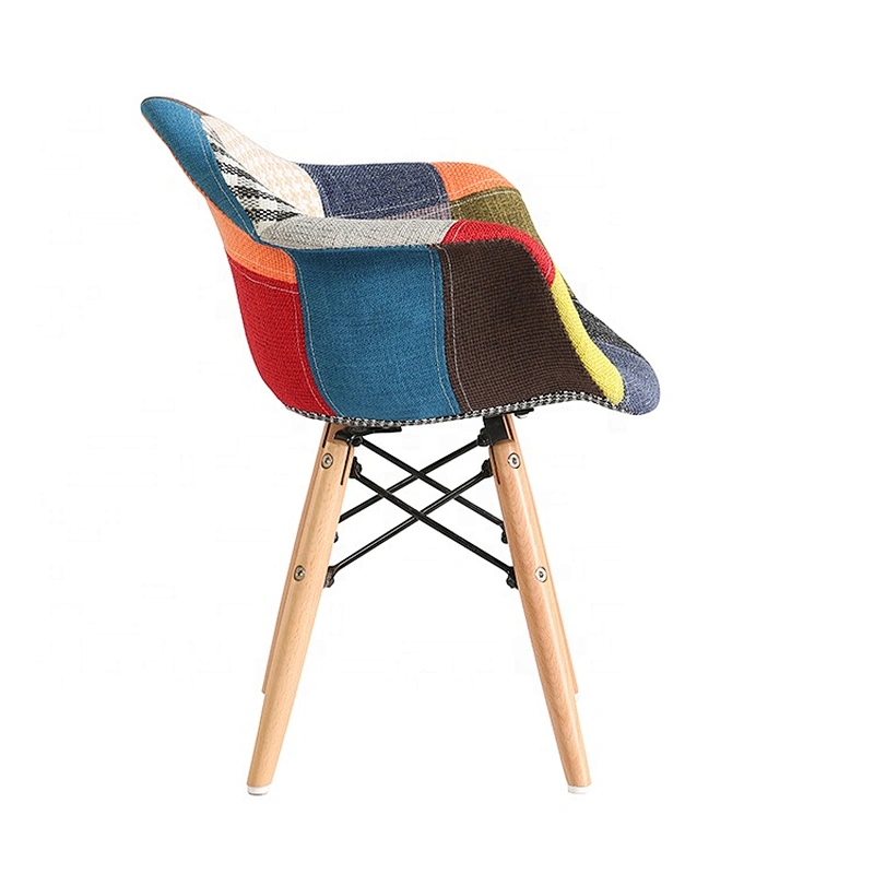 Fabric lounge wood legs comfortable modern dinning chair