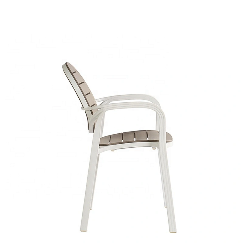 Round shape back dining stackable outdoor plastic arm chair