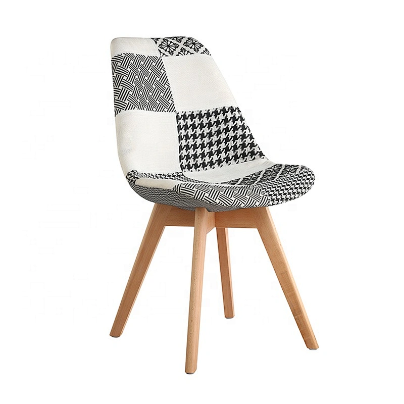 Modern classic wooden legs fabric upholstered dining room chair