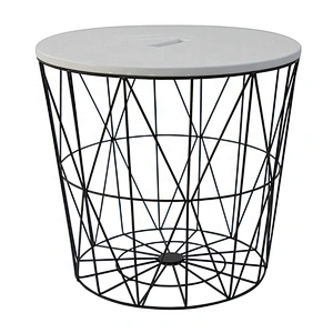 Round side modern loft style metal wire iron coffee table