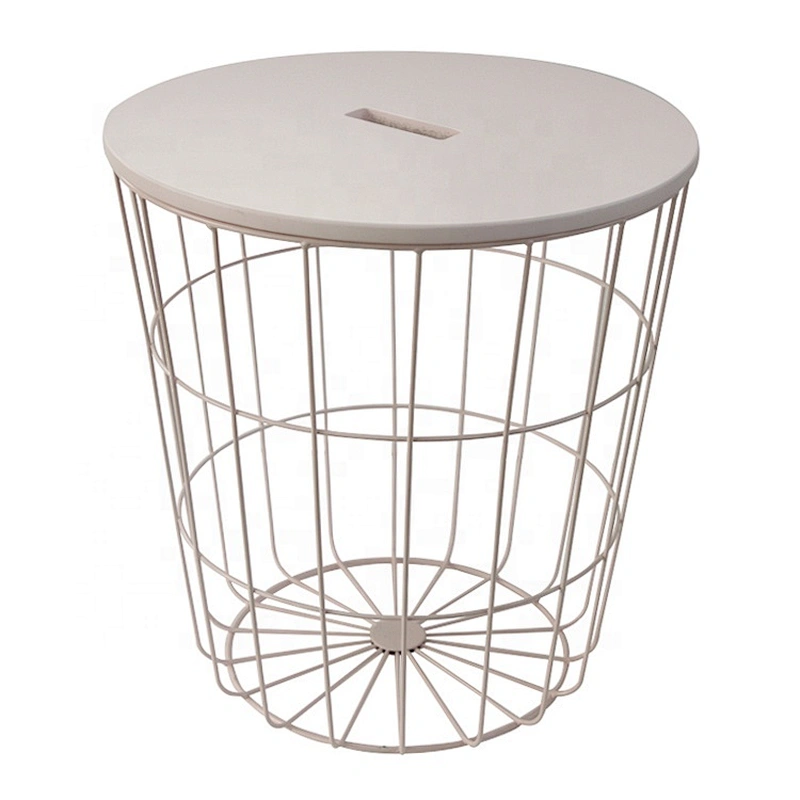 Round side modern loft style metal wire iron coffee table