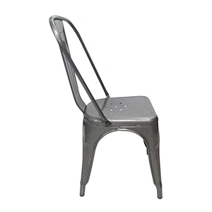 High back gun metal color bar vintage industrial metal chair