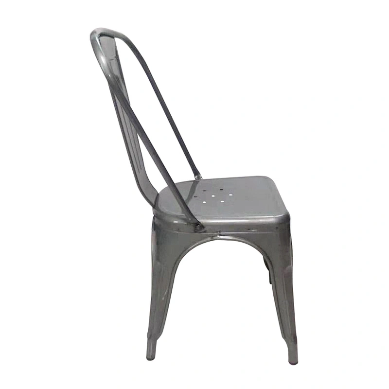 High back gun metal color bar vintage industrial metal chair