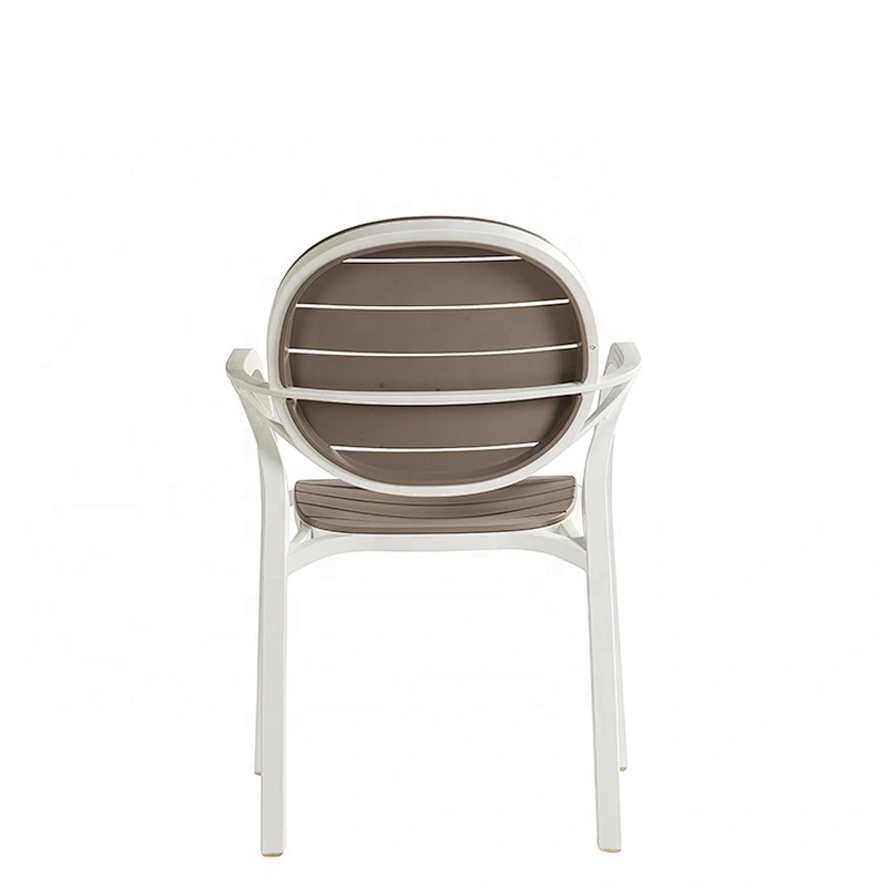 Round shape back dining stackable outdoor plastic arm chair