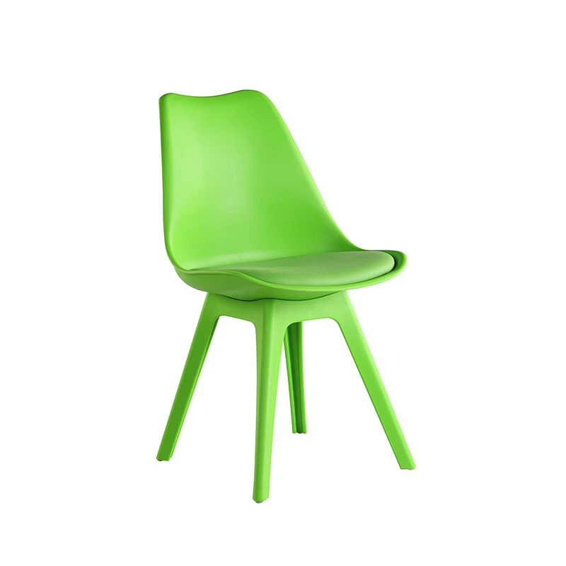 Factory manufacturing best price colorful dining plastic indoor leisure chair with cushion for dining room
