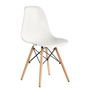 Wholesale casual style Nordic dining chair plastic and wood lining room colorful chair