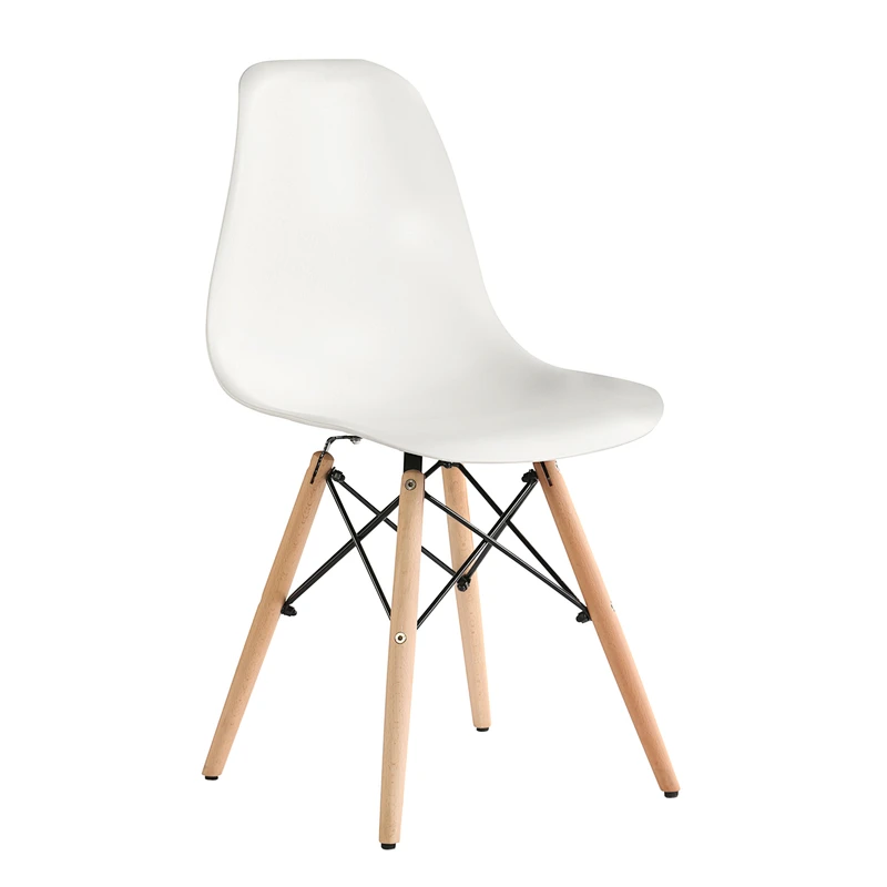 Wholesale casual style Nordic dining chair plastic and wood lining room colorful chair