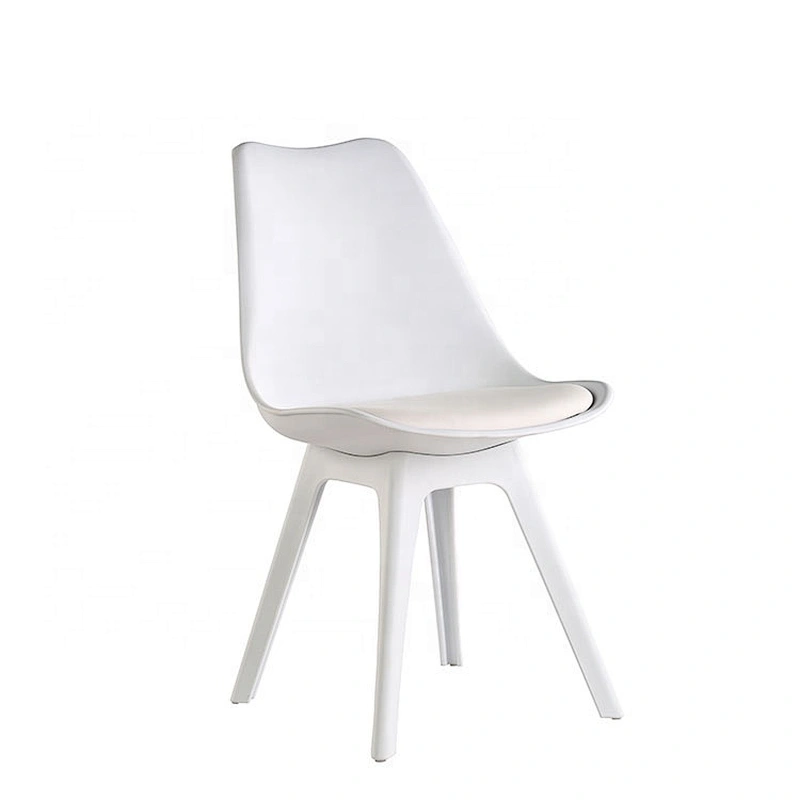 Simple design leather cushion Plastic Little Tulip Chair