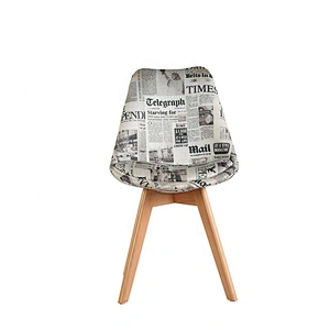 Wholesale living room upholstered plastic seat beech wood legs dining chairs