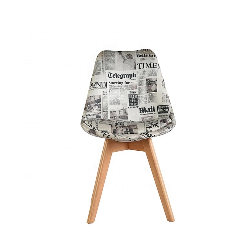 Wholesale living room upholstered plastic seat beech wood legs dining chairs