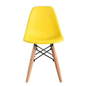 Modern Simple Armless Wood Legs Dining PP seat Plastic Chair