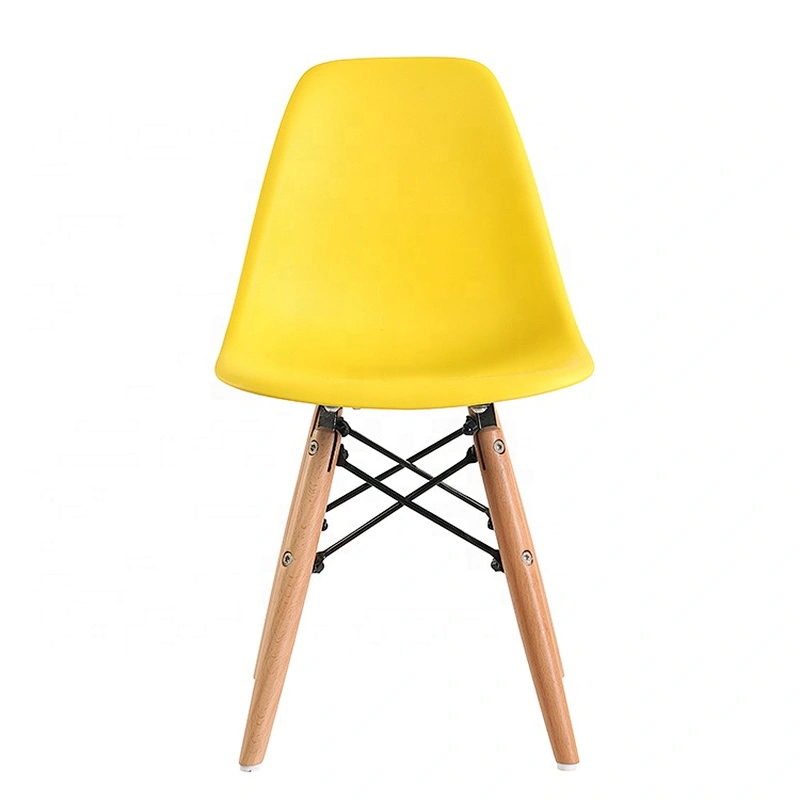 Modern Simple Armless Wood Legs Dining PP seat Plastic Chair