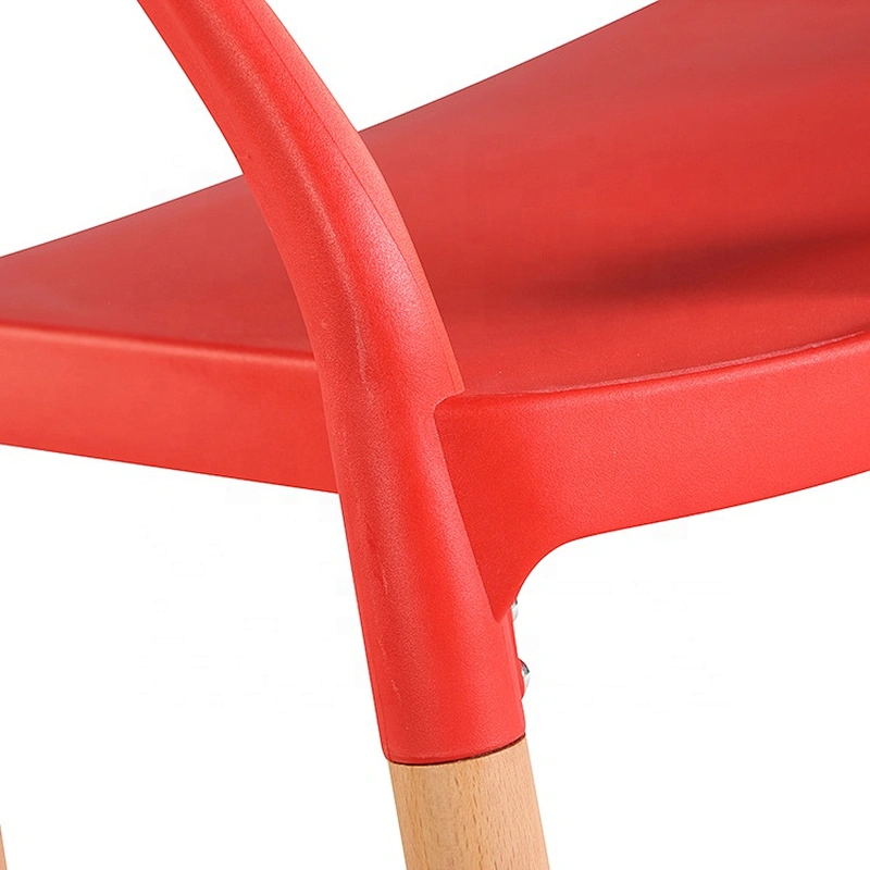 Dining room furniture modern red seat wood plastic chair