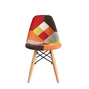 Modern solid wood legs patchwork fabric dinning chair