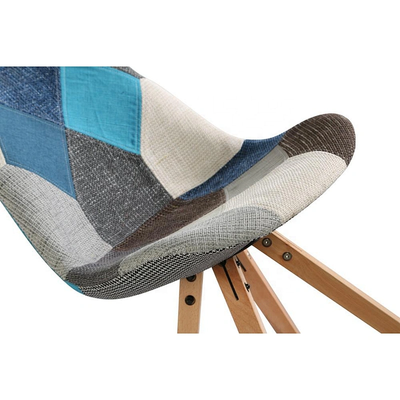 Wholesale Modern Upholstery Dining Chair Wooden Legs Fabric Patchwork
