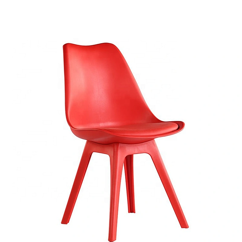 Simple design leather cushion Plastic Little Tulip Chair