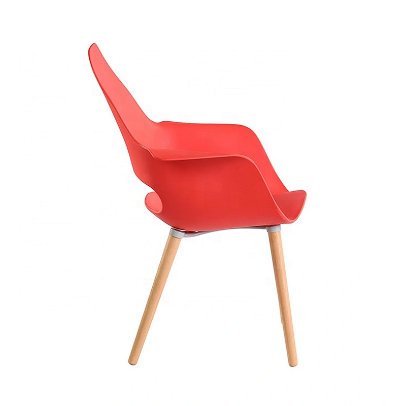 Modern backrest design dining room furniture red plastic chair