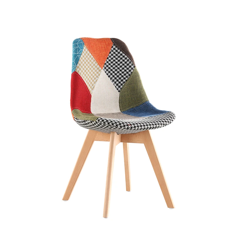 Modern Plastic Fabric dining chair with Wood legs for dining room