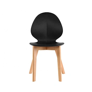 Commercial wooden leg black plastic outdoor dining chair